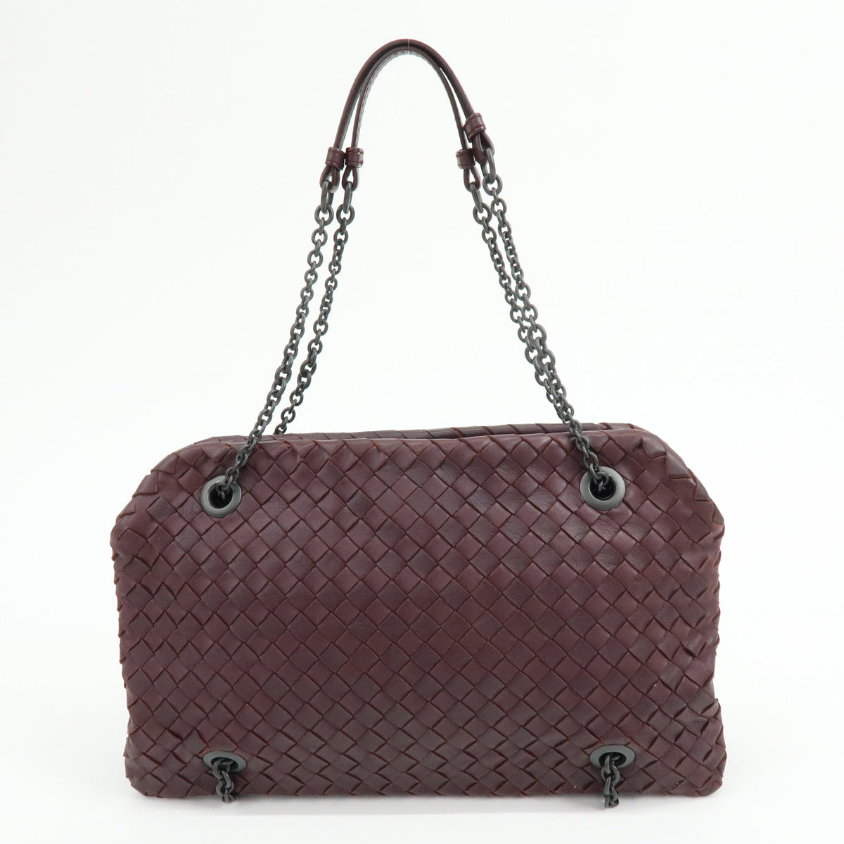 BOTTEGA VENETA intrecciato Leather Shoulder Bag Bordeaux Wine Red