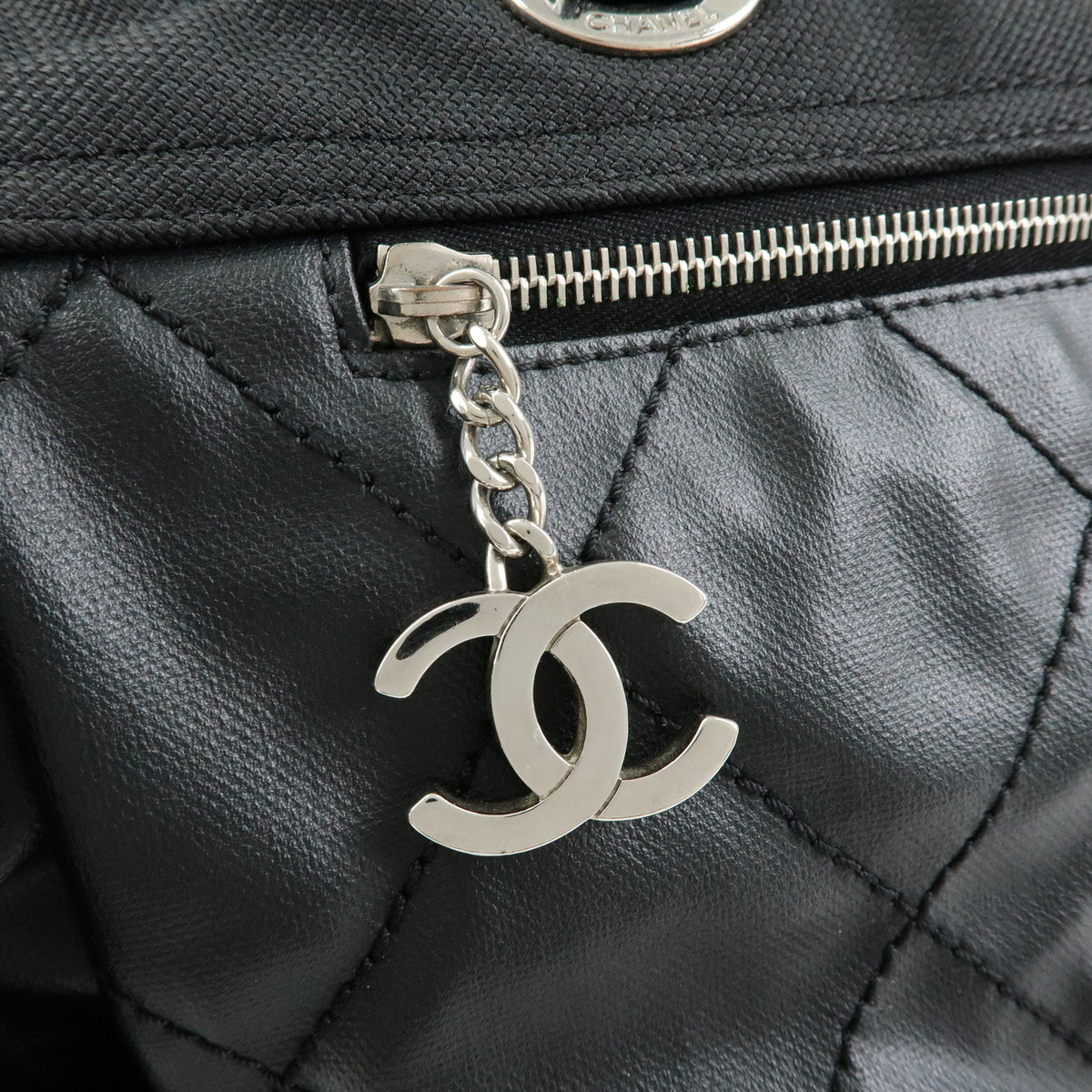 CHANEL Paris Biarritz GM PVC Leather Tote Bag Shoulder Bag Black