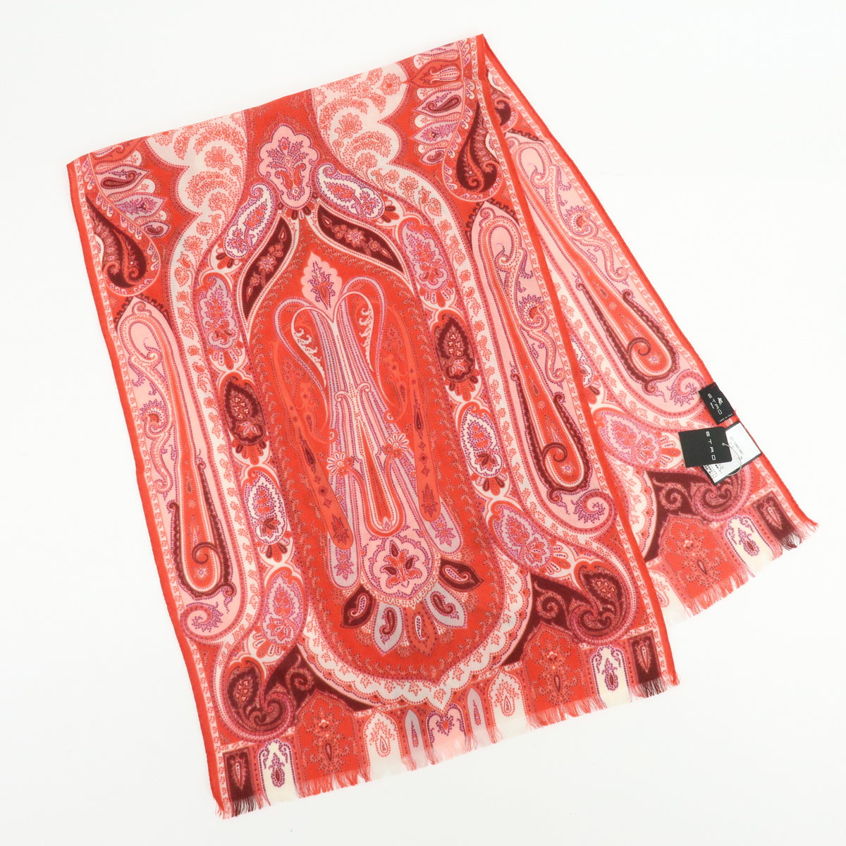 FENDI ETRO Lot of 2 Zucca Pequin Paisley Wool Silk Scarf Stawl