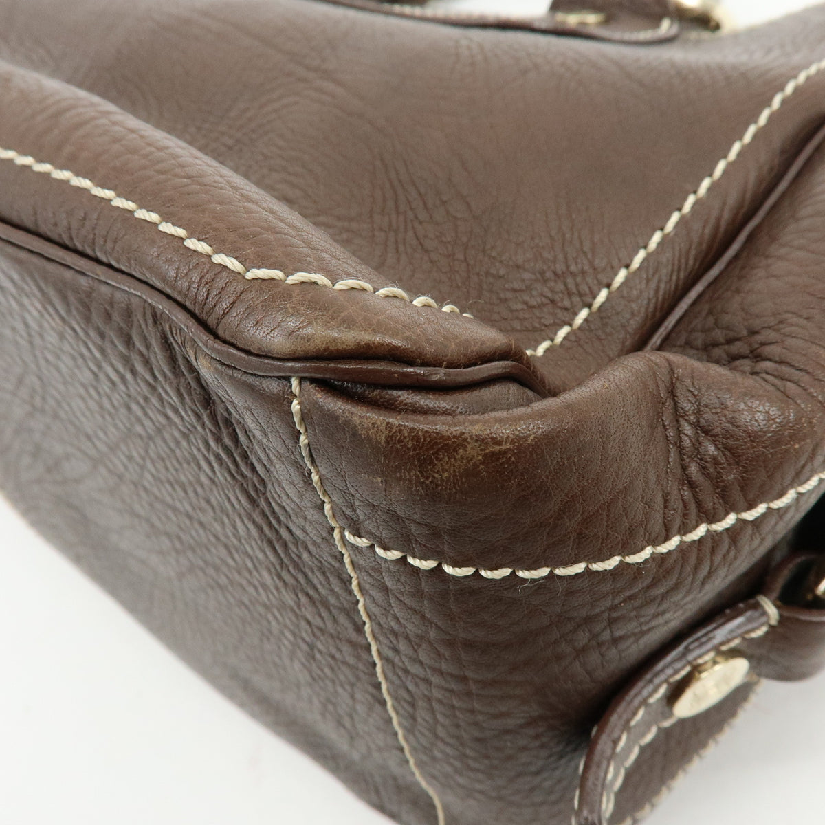 CELINE Boogie Bag Leather Hand Bag Brown