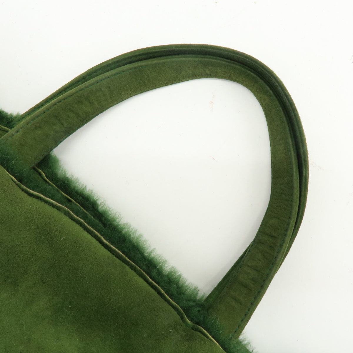 CHANEL Suede Mouton Tote Bag Hand Bag Green