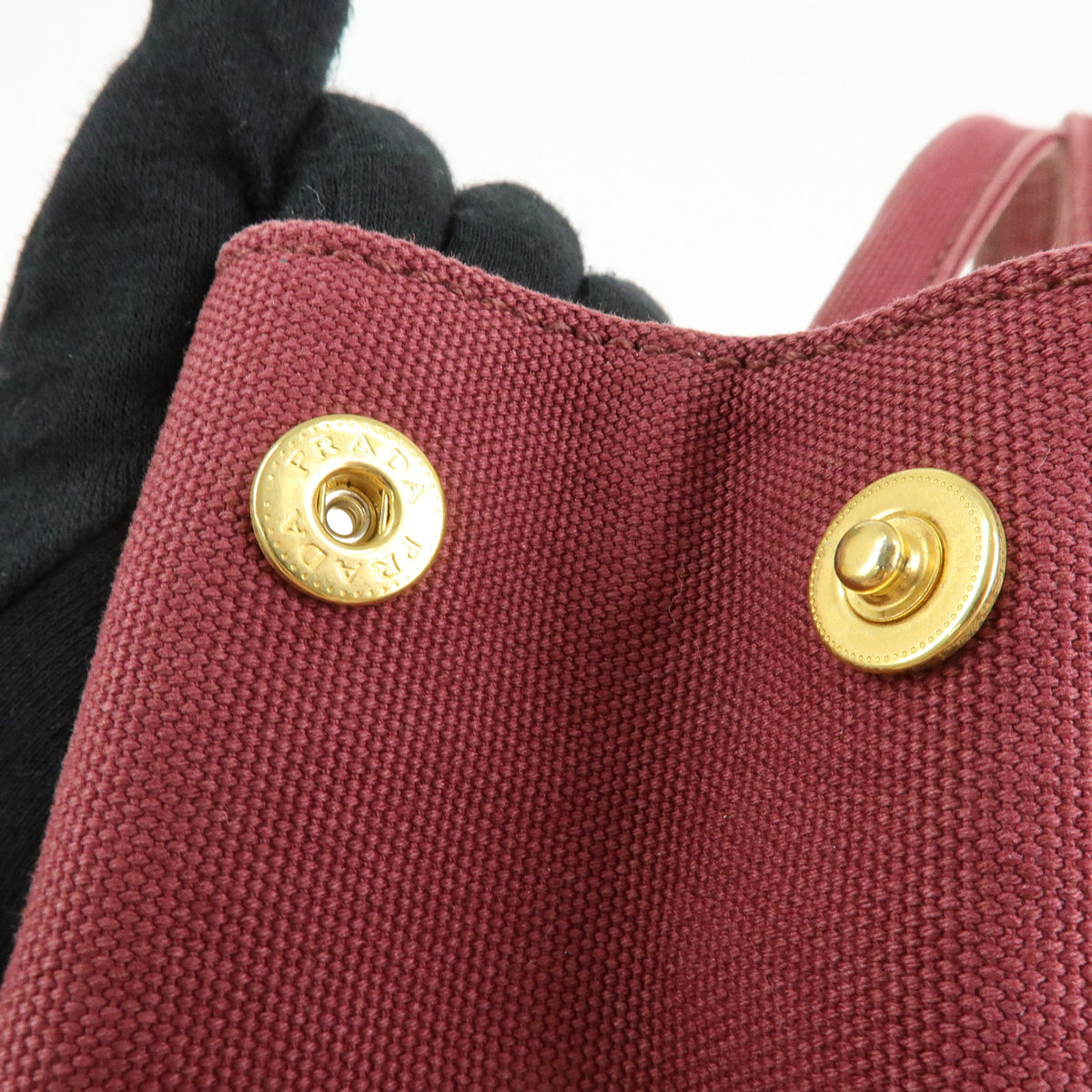 PRADA Triangle Logo Canapa Mini Canvas 2Way Bag Bijoux Bordeaux 1BG439