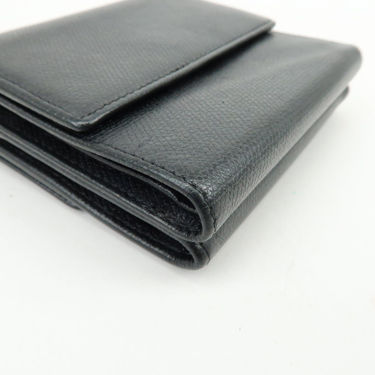 CHANEL COCO Button Calf Skin W Hook Compact Wallet Black A20902