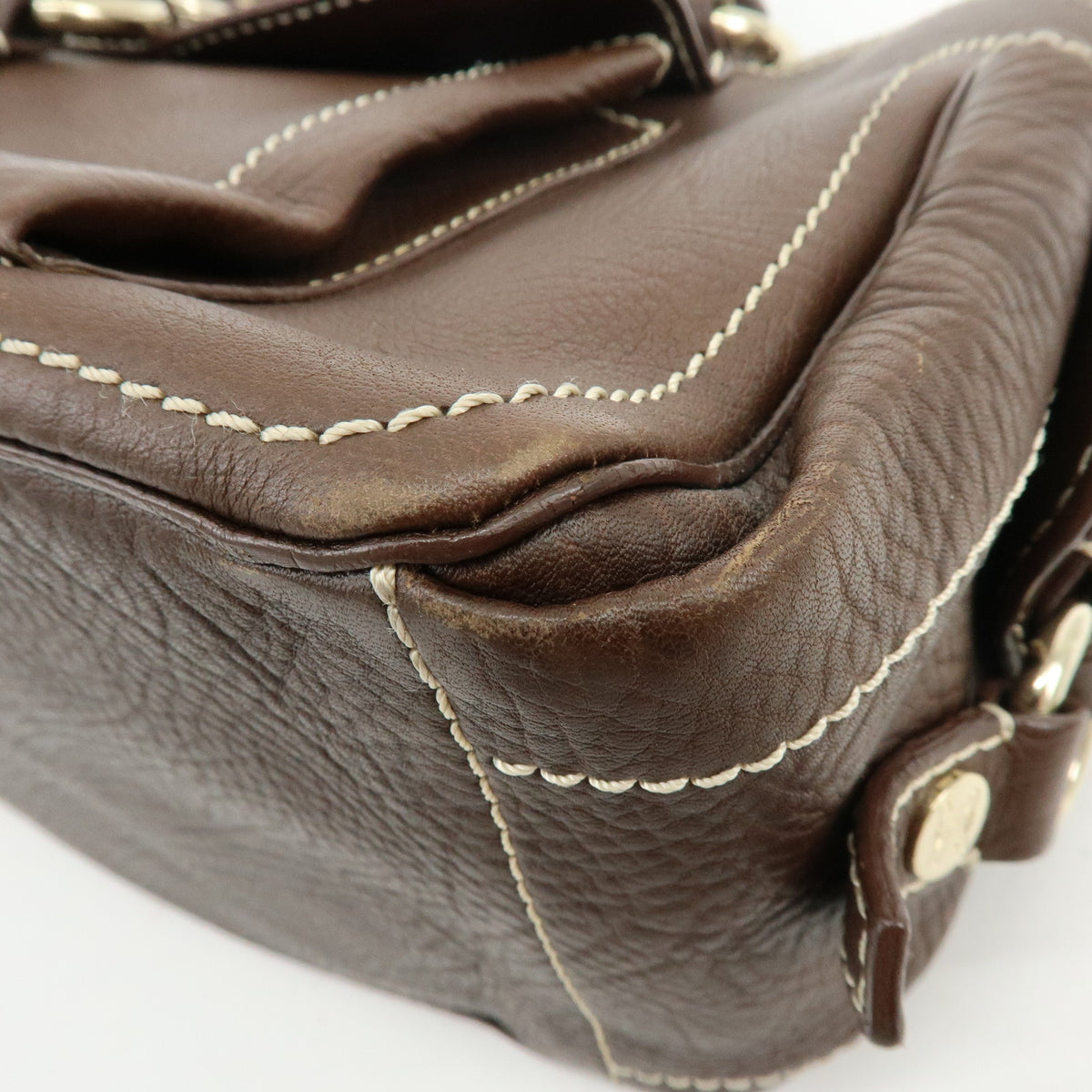 CELINE Boogie Bag Leather Hand Bag Brown