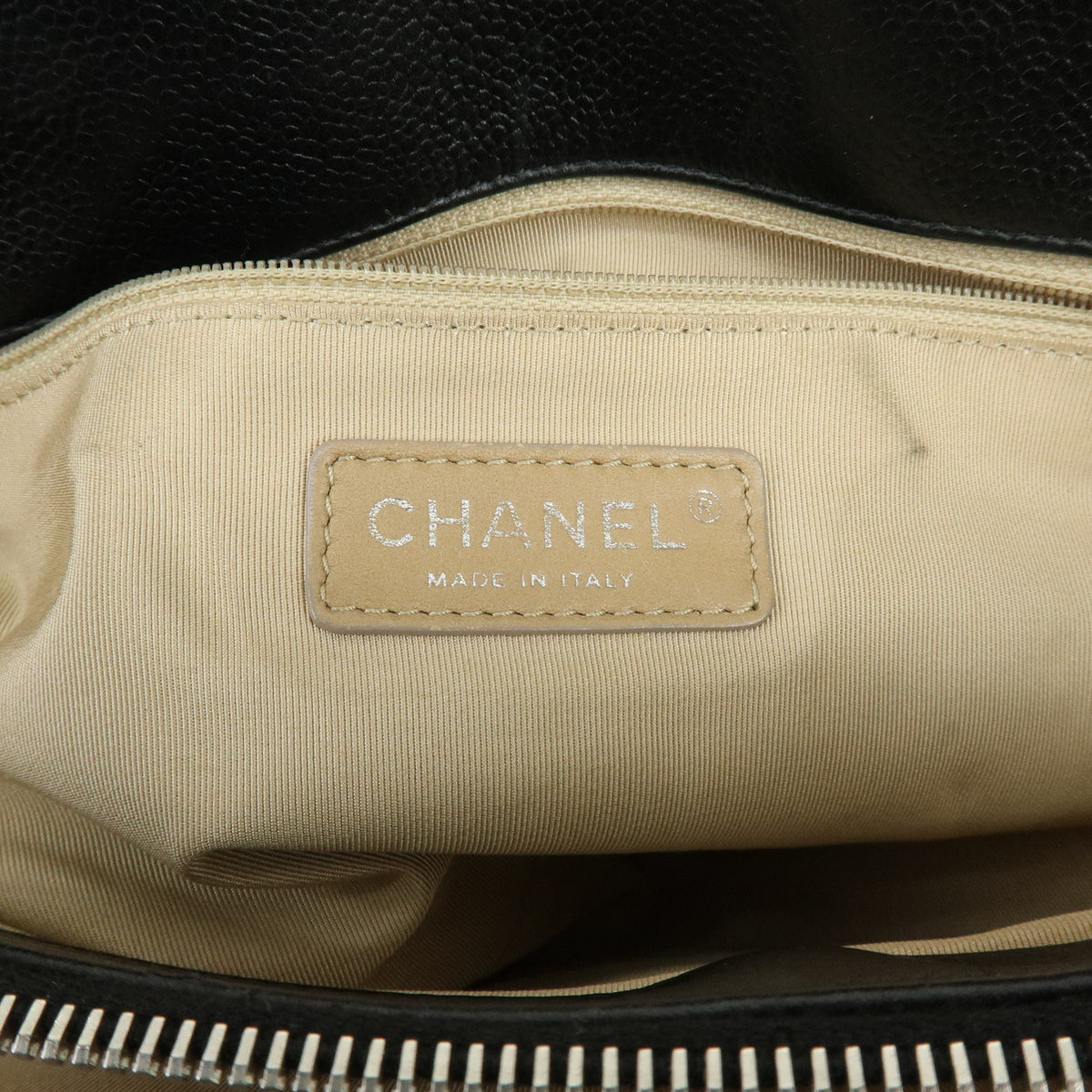CHANEL Matelasse COCO Mark Caviarskin Chain Shoulder Bag Tote Bag Black