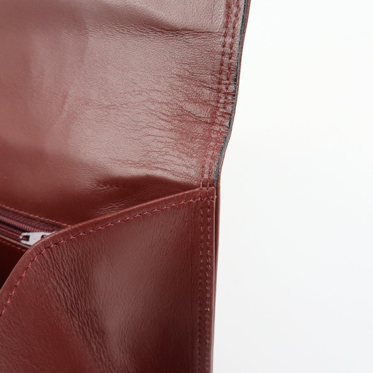 Cartier Must de Cartier Leather Clutch Bag Flat Pouch Bordeaux Wine Red