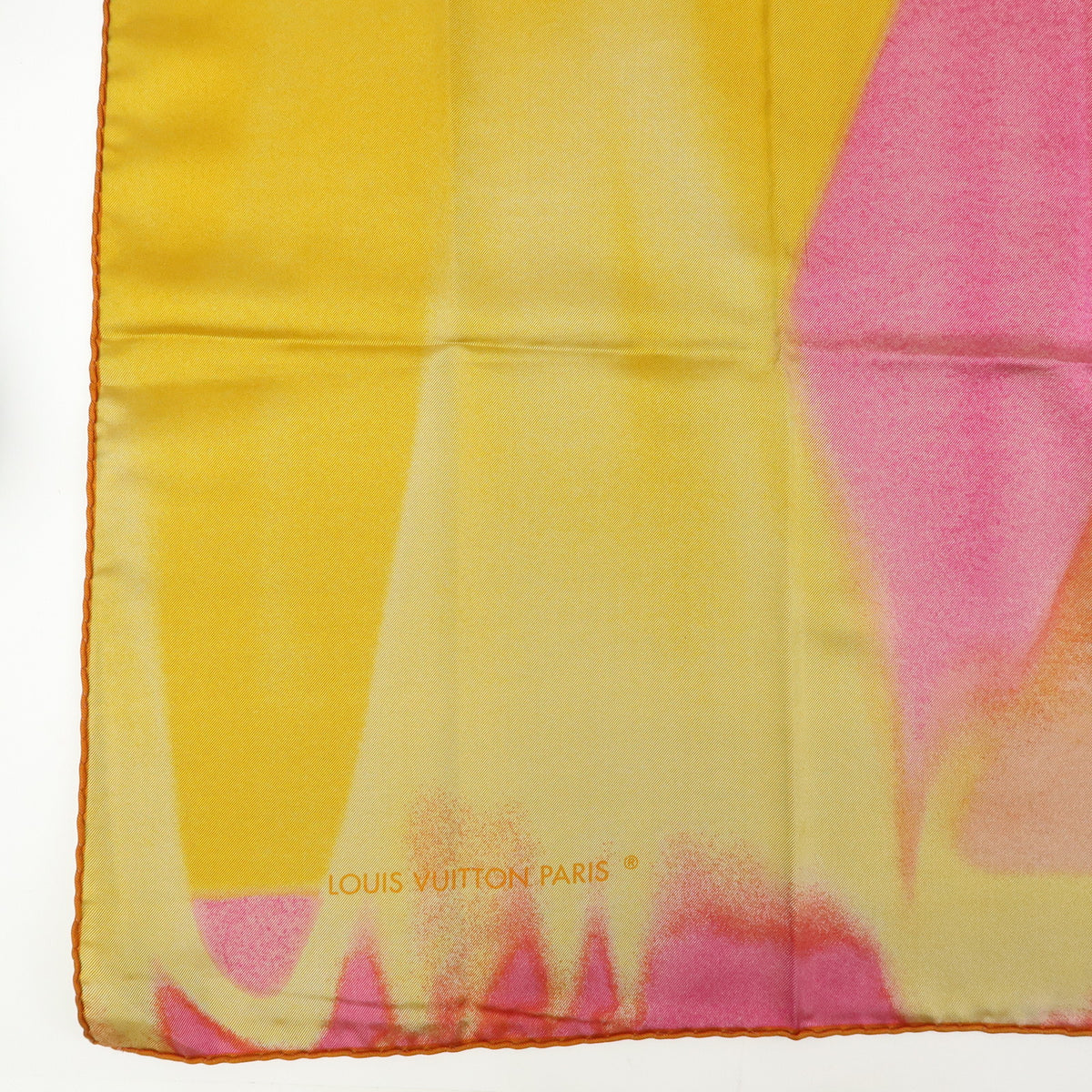 Louis Vuitton LV Logo Silk 100% Scarf Gradation Orange Fuchsia Mustard