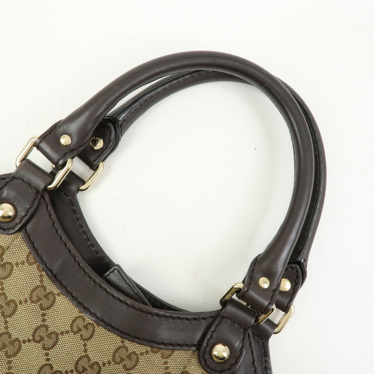 GUCCI Sukey Interlocking G GG Canvas Leather Tote Bag Hand Bag 211944