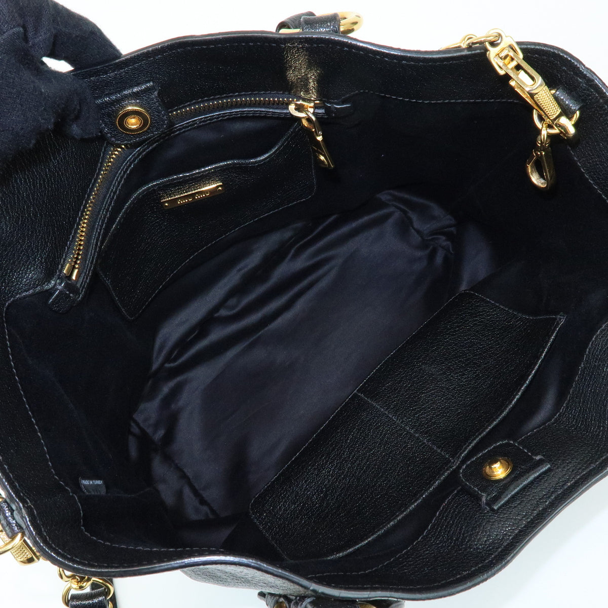 MIU MIU Madras Leather 2Way Shoulder Bag Hand Bag Black RN0886
