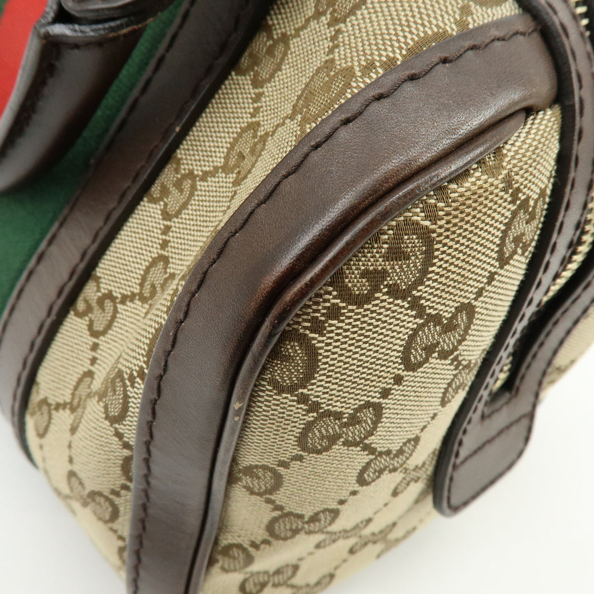 GUCCI Sherry GG Canvas Leather 2Way Bag Boston Bag Hand Bag 269876