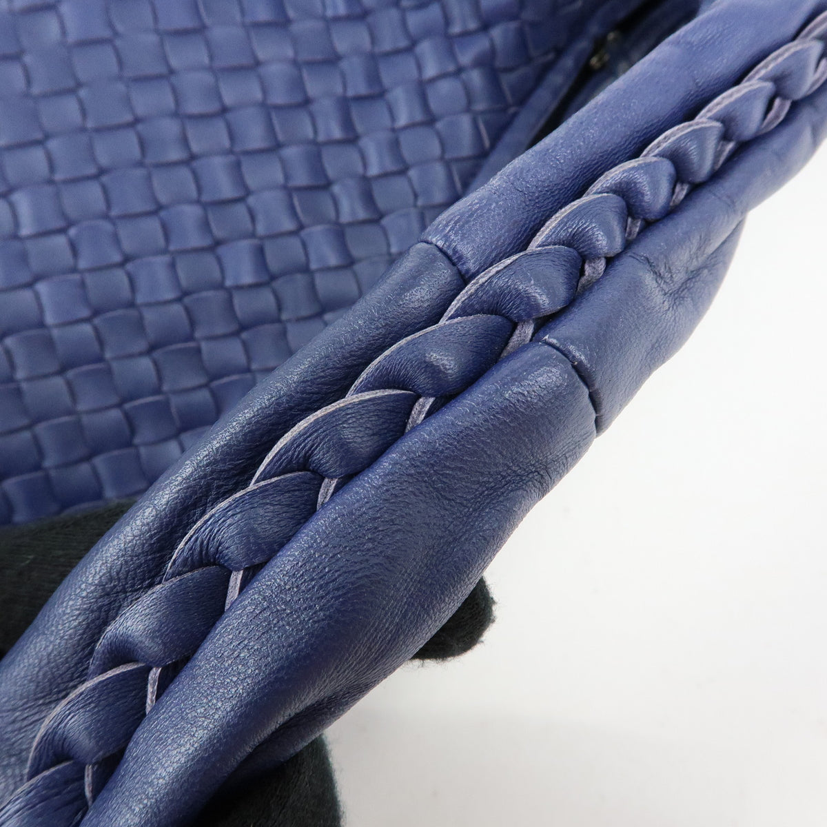BOTTEGA VENETA Intrecciato Hobo Leather Shoulder Bag Hand Bag Navy