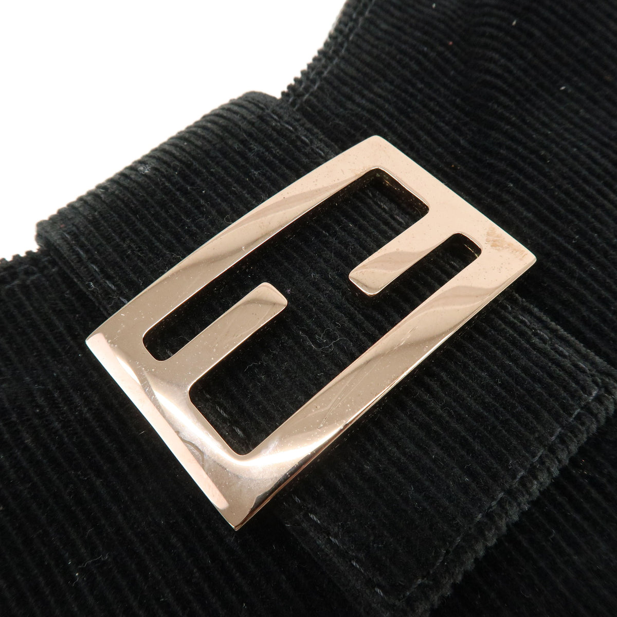FENDI Corduroy Hand Bag Shoulder Bag Black 8BR020