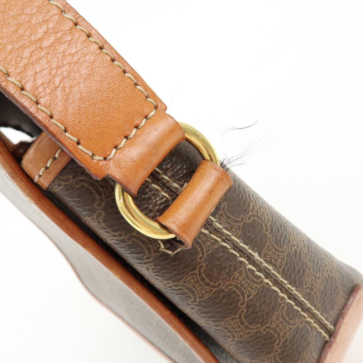CELINE Macadam PVC Leather Shoulder Bag Crossbody Bag Brown