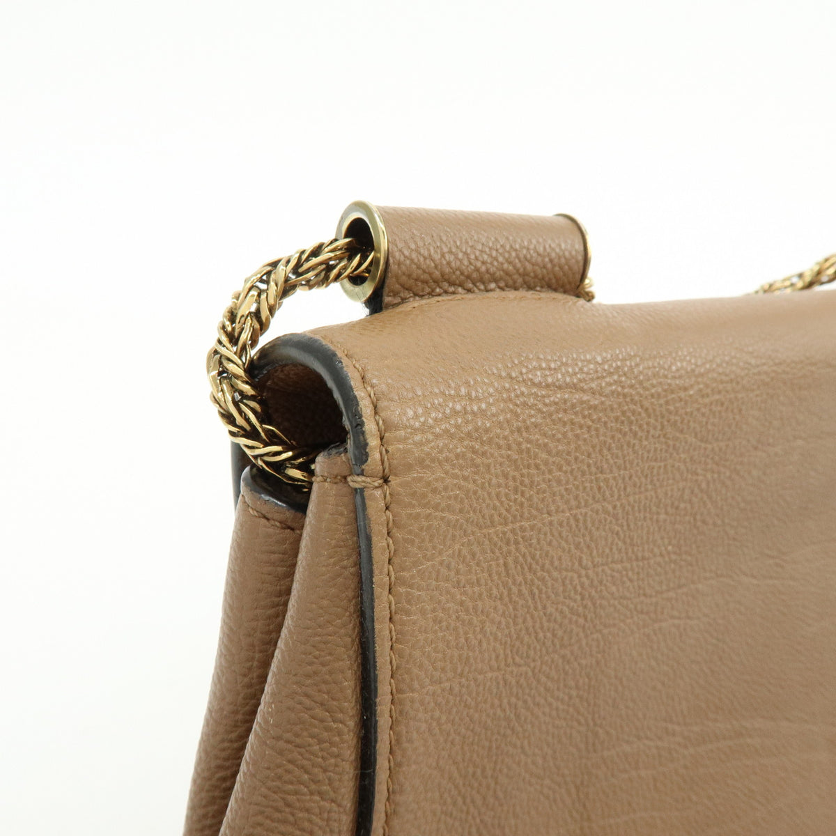 Chloe Elsie Leather Chain Shoulder Bag Crossbody Bag Brown Camel