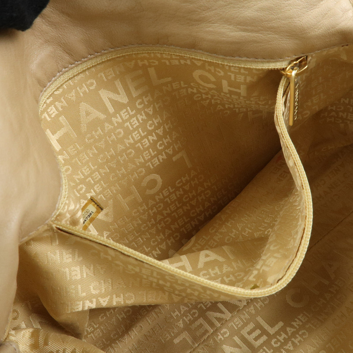 CHANEL COCO Mark Lamb Skin Chain Shoulder Bag Hand Bag Beige