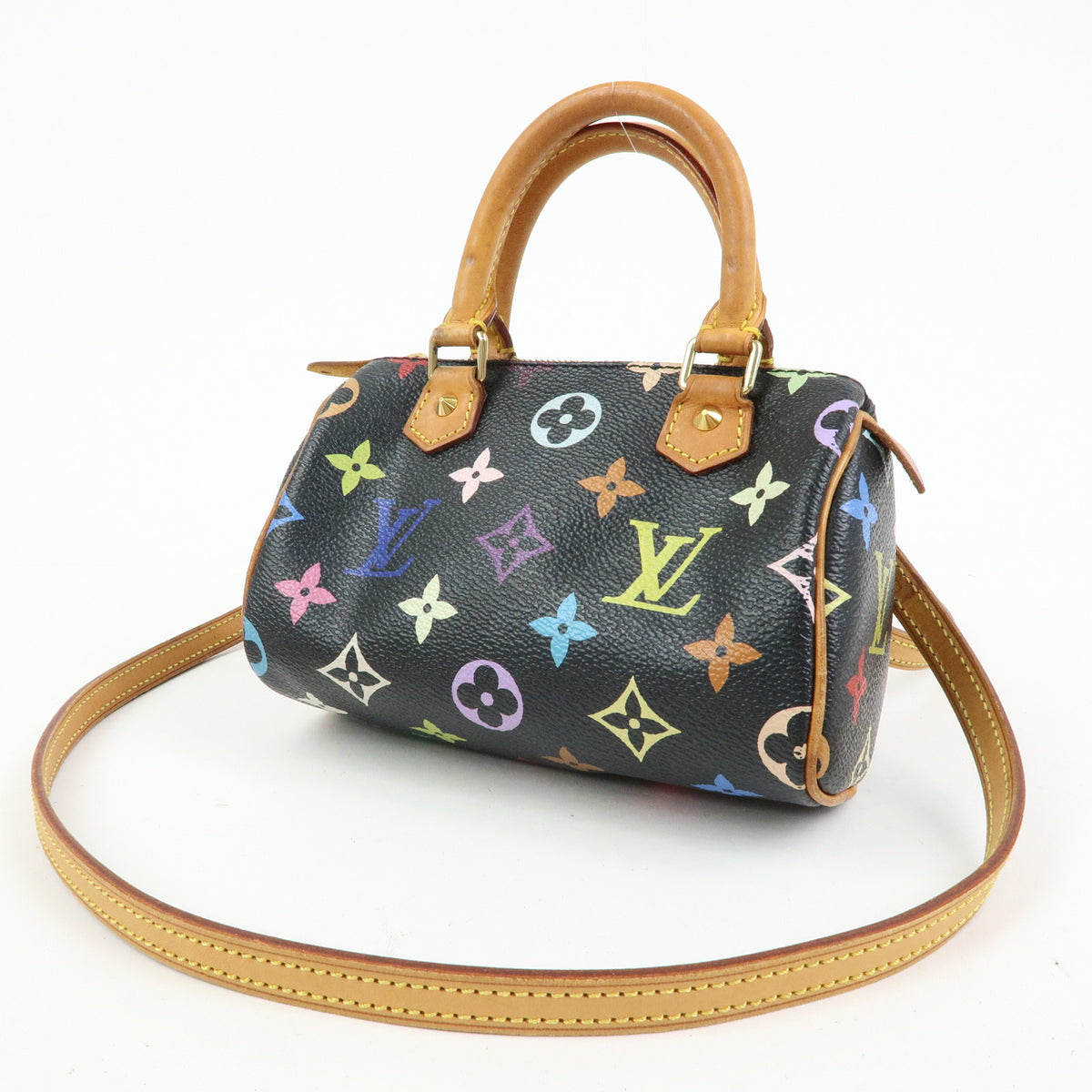 Louis Vuitton Monogram Multicolor Mini Speedy and Strap Noir Lot M92644