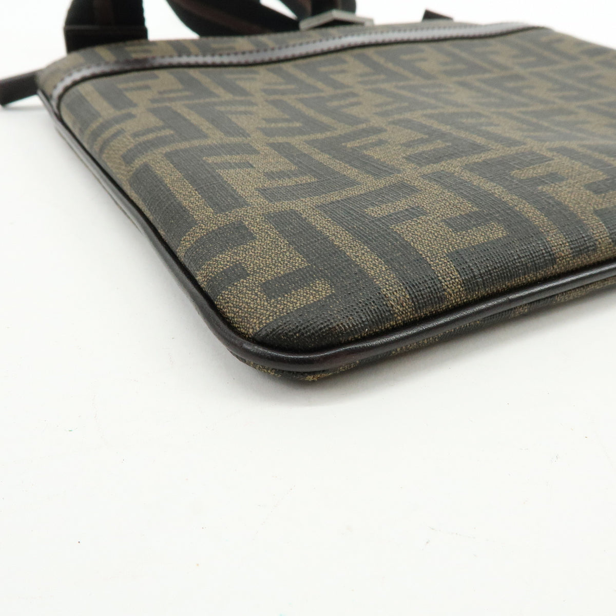 FENDI Zucca PVC Coated Canvas Leather Shoulder Bag Brown 7VA348