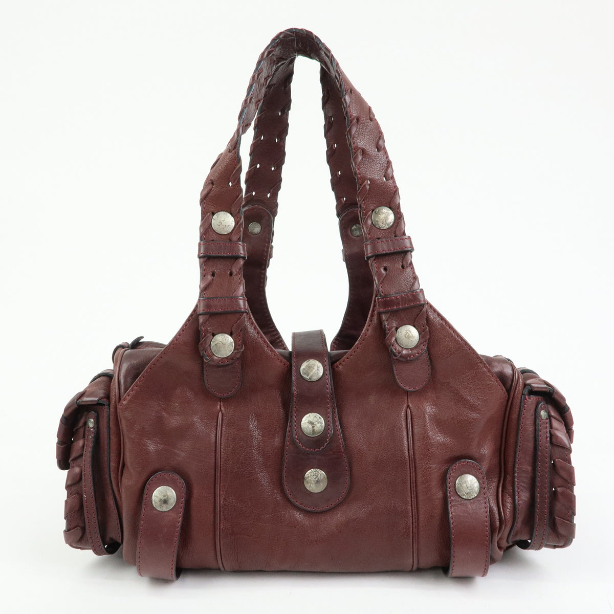 Chloe Silverado Leather Boston Bag Shoulder Hand Bag Brown