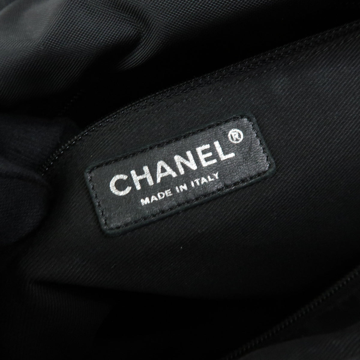 CHANEL Paris New York COCO Mark Nylon Leather Tote Bag Black A33100