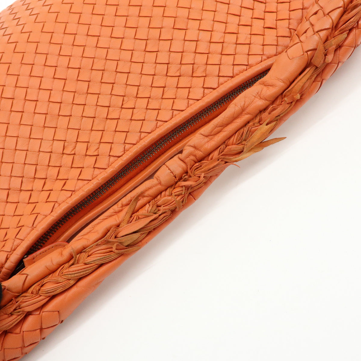 BOTTEGA VENETA Hobo Intrecciato Nappa Leather Shoulder Bag Orange V00AK