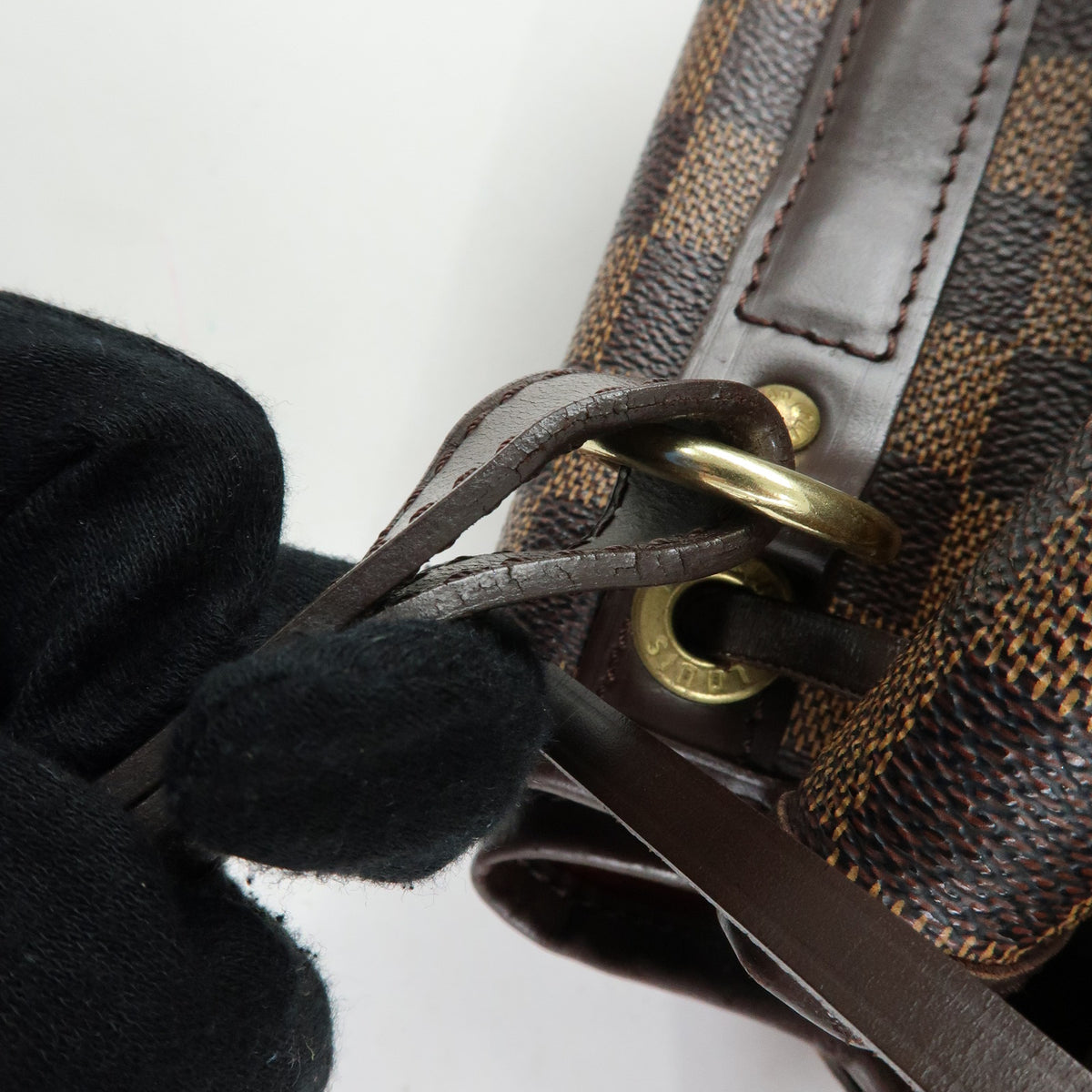 Louis Vuitton Damier Ebene Canvas Leather Petit Noe SPO Shoulder Bag