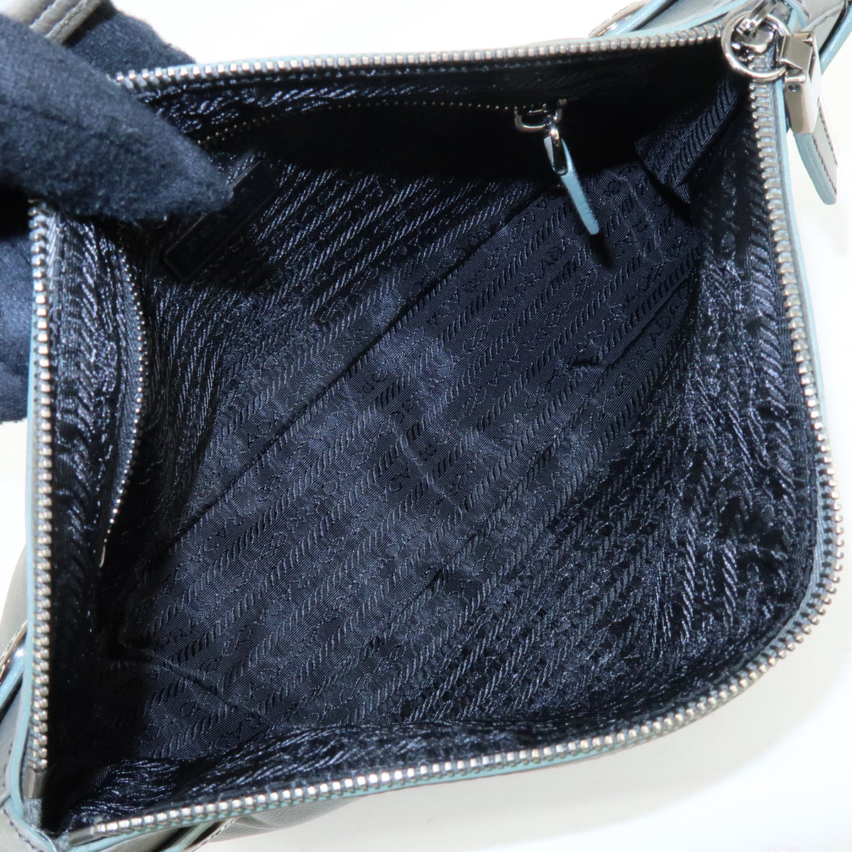 PRADA Buffalo Snap Leather Hand Bag Shoulder Bag Gray BR2666