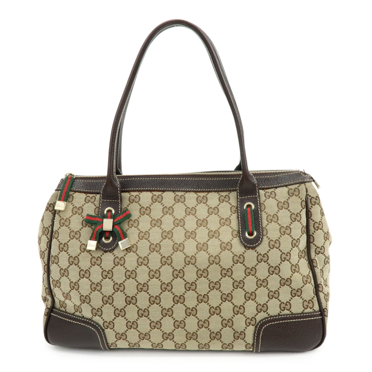 GUCCI Sherry GG Canvas Leather Shoulder Bag Tote Bag Brown Beige 177052
