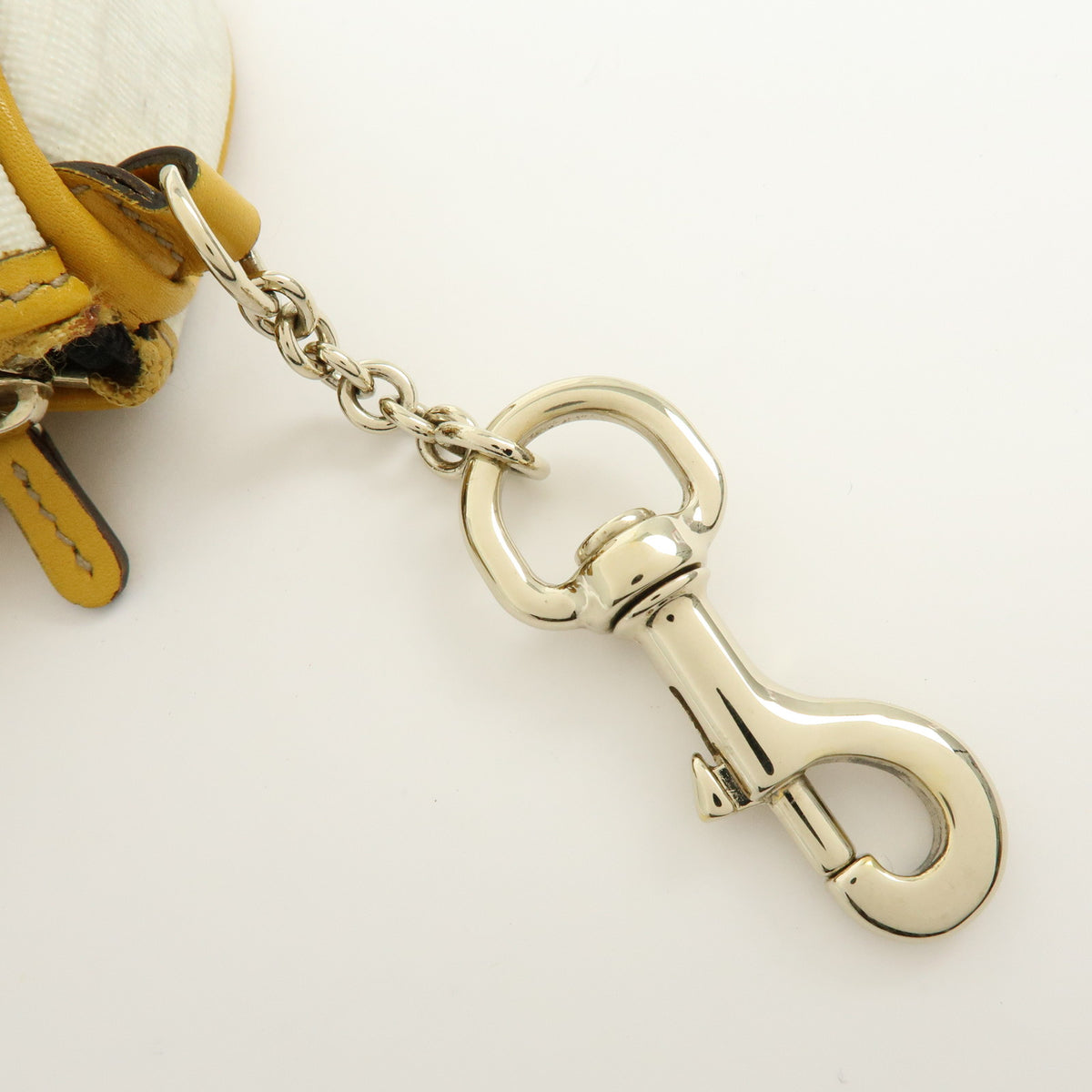 GUCCI GG Supreme Leather Mini Boston Bag Charm White Yellow 198338