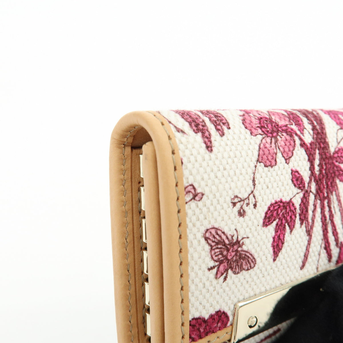 GUCCI Flora Canvas Leather 6 Ring Key Case Flower White Pink 127048