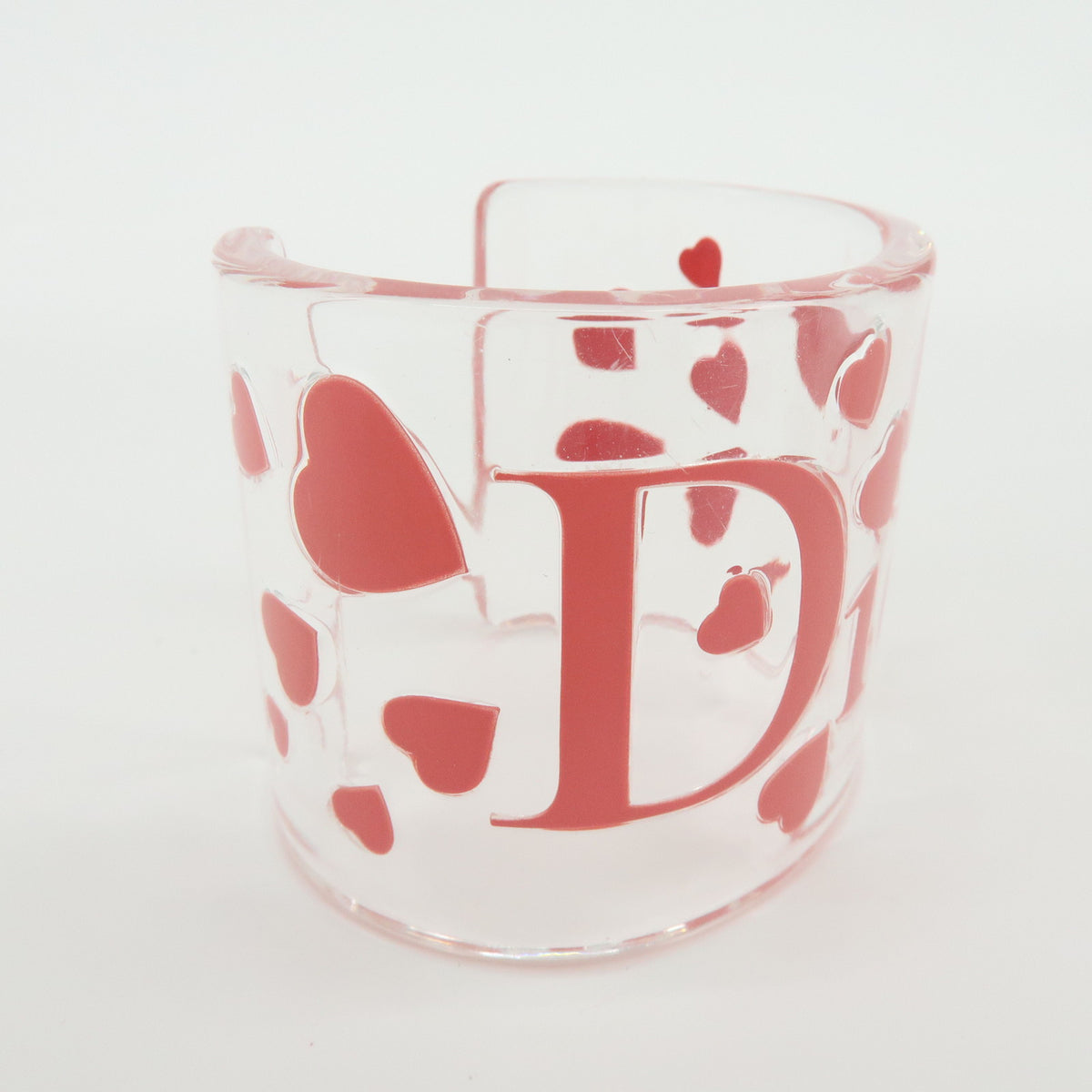 Christian Dior Plastic Heart Bangle Bracelet Transparent Pink