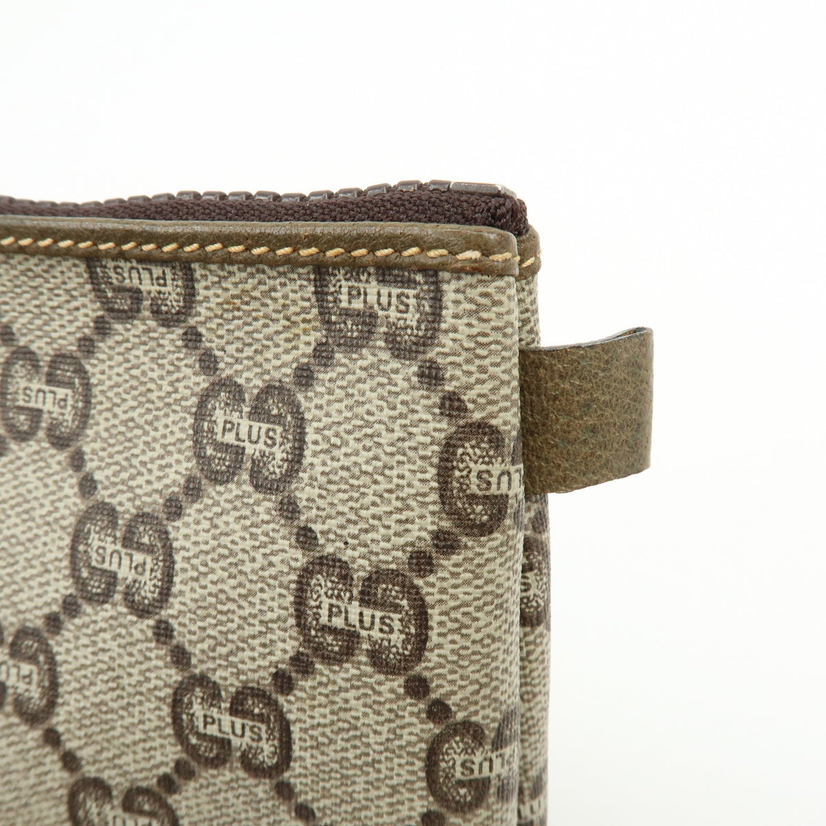 GUCCI Lot of 2 GG Plus Leather Clutch Bag Pouch Brown 39677-3/40272-8