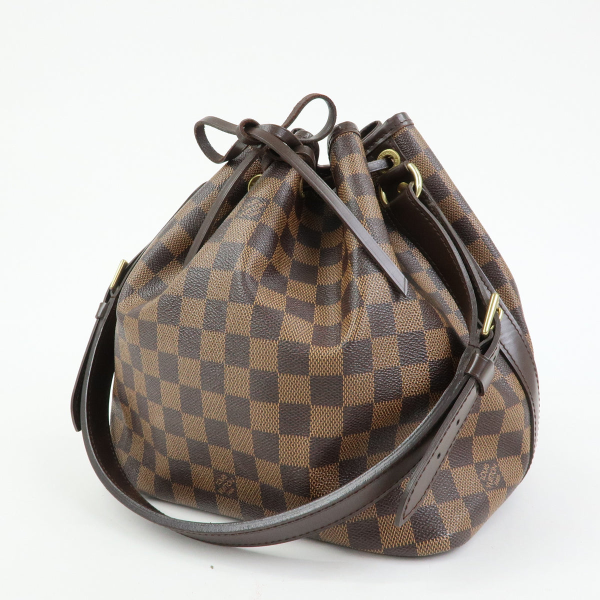 Louis Vuitton Damier Ebene Canvas Leather Petit Noe SPO Shoulder Bag