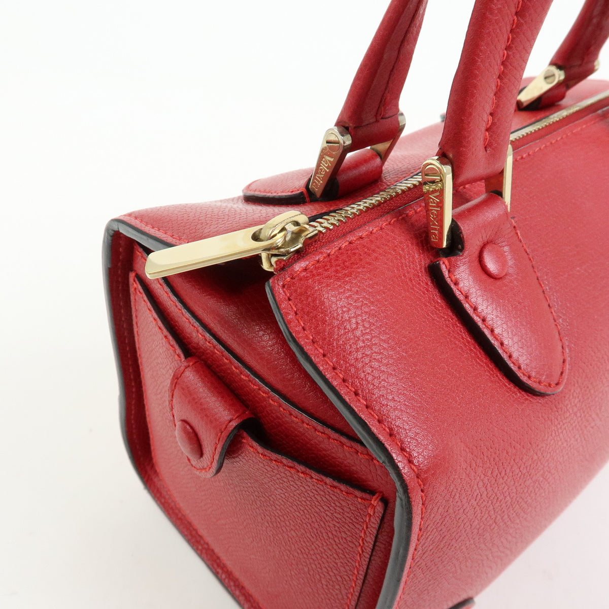 Valextra Babila Leahter Mini Boston Bag Hand Bag Red