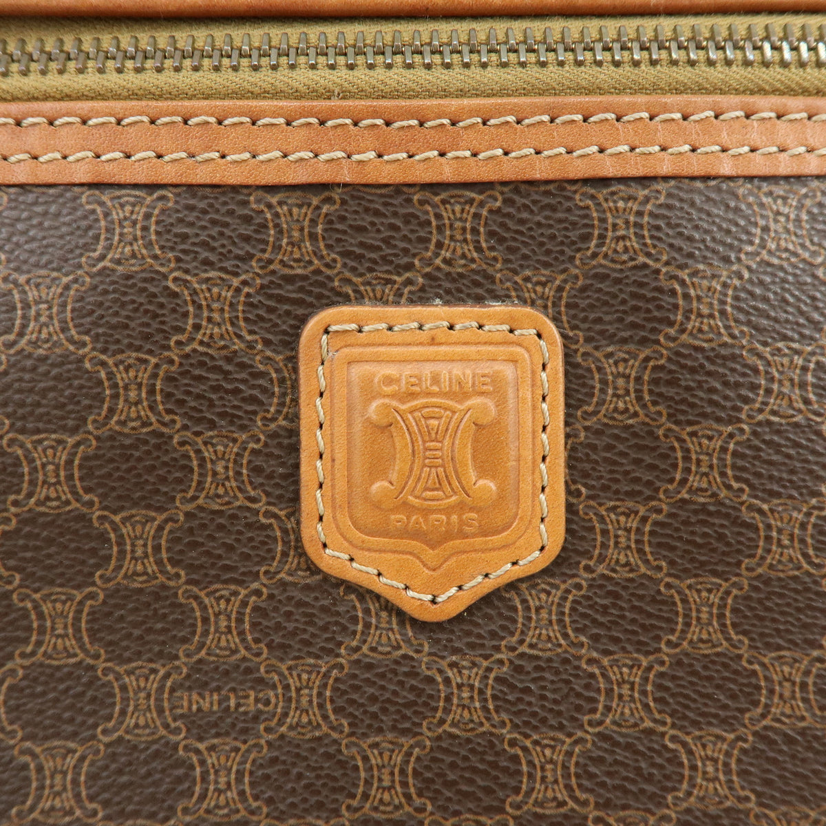 CELINE Macadam PVC Leather Hand Bag Vanity Bag Brown