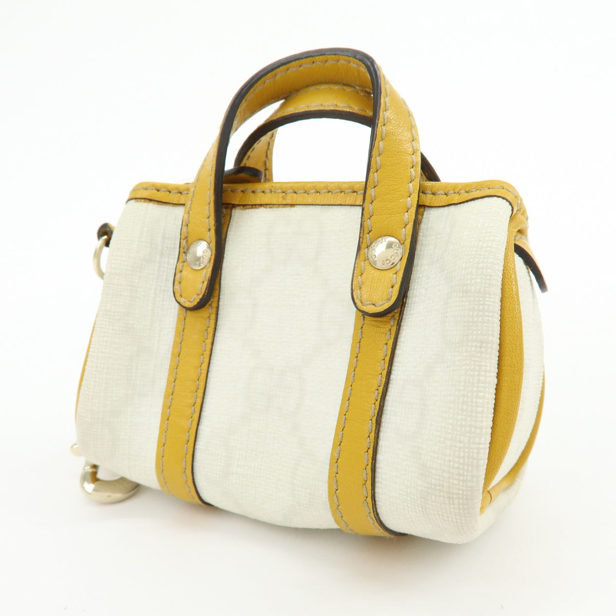 GUCCI GG Supreme Leather Mini Boston Bag Charm White Yellow 198338