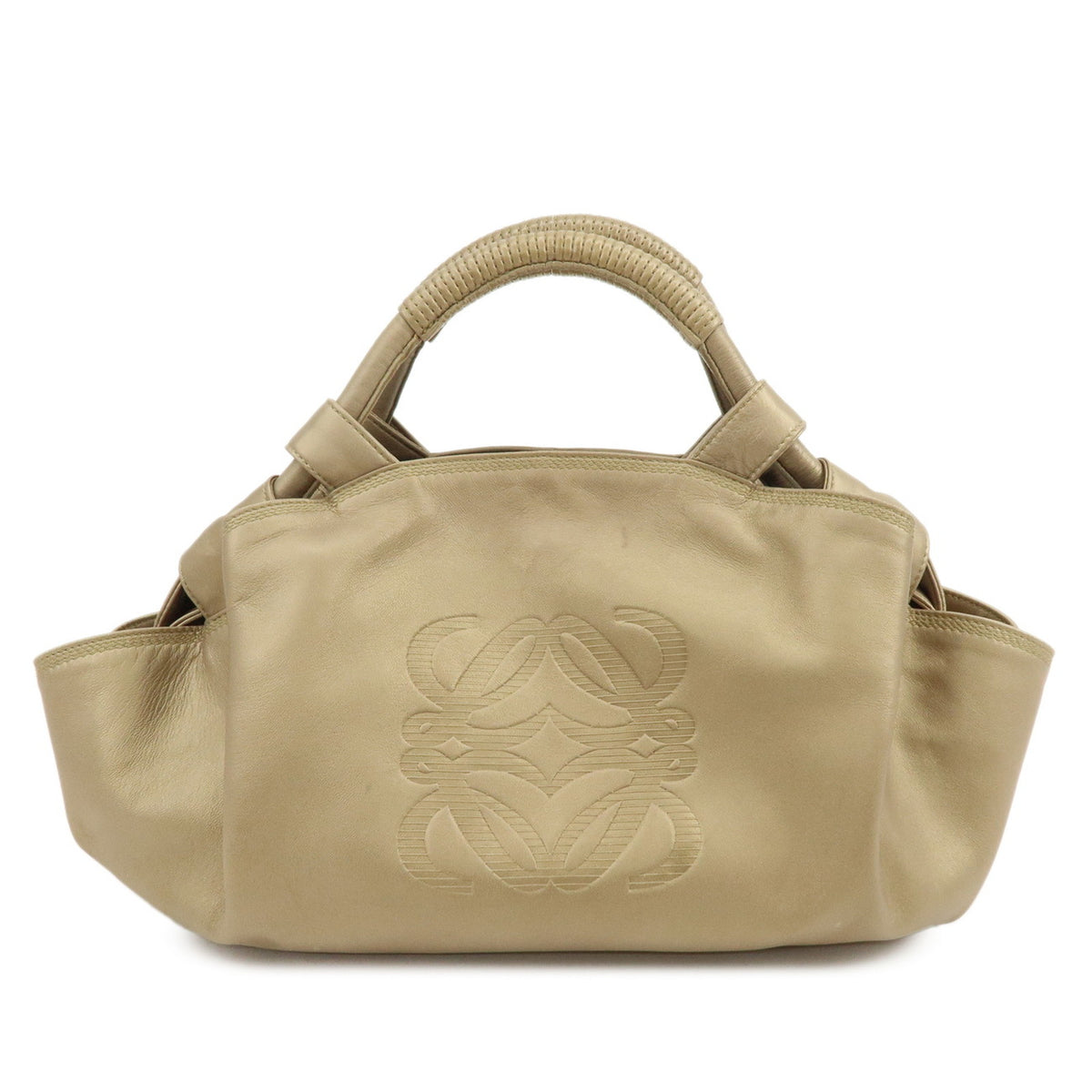 LOEWE Anagram Nappa Aire Leather Hand Bag Tote Bag Gold