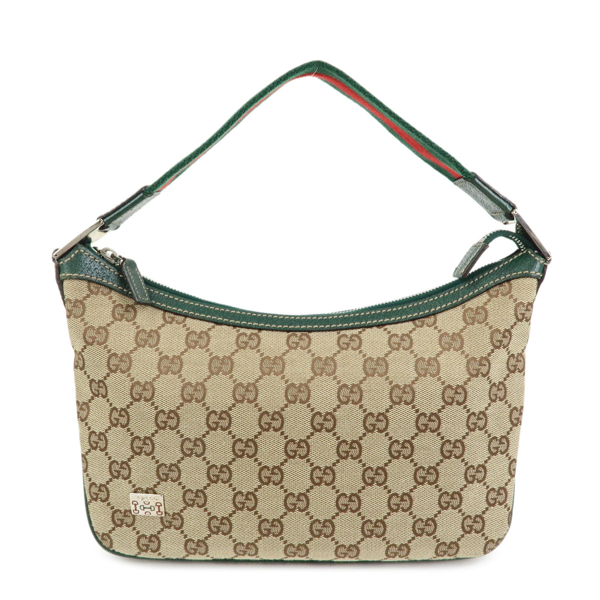 GUCCI Sherry GG Canvas Leather Shoulder Bag Beige Green Red 145812