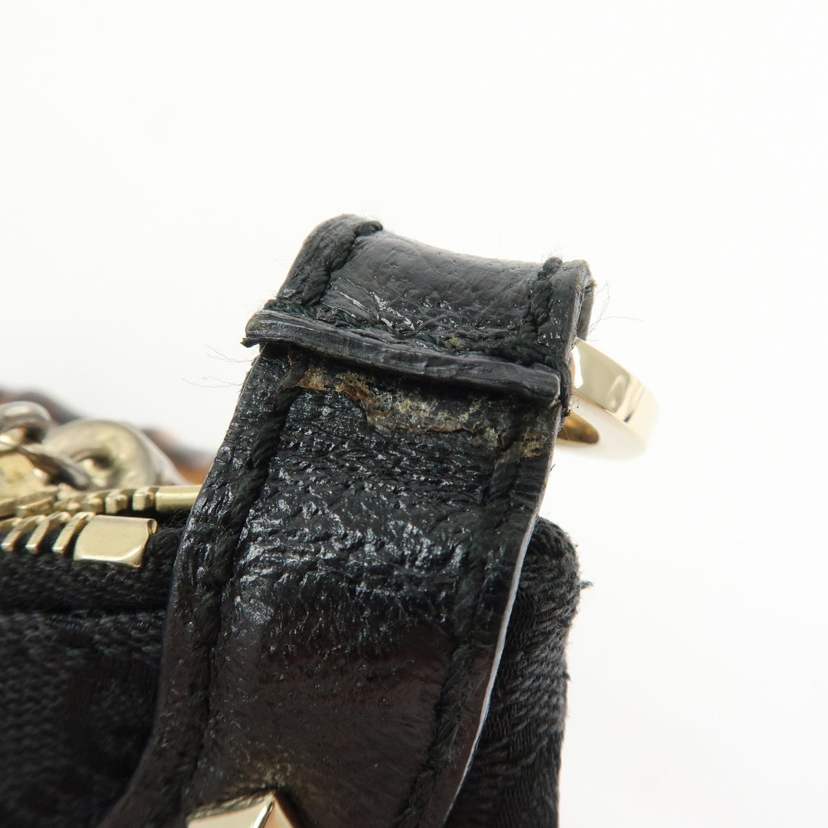 GUCCI Bamboo GG Canvas Leather Hand Bag Black 137378