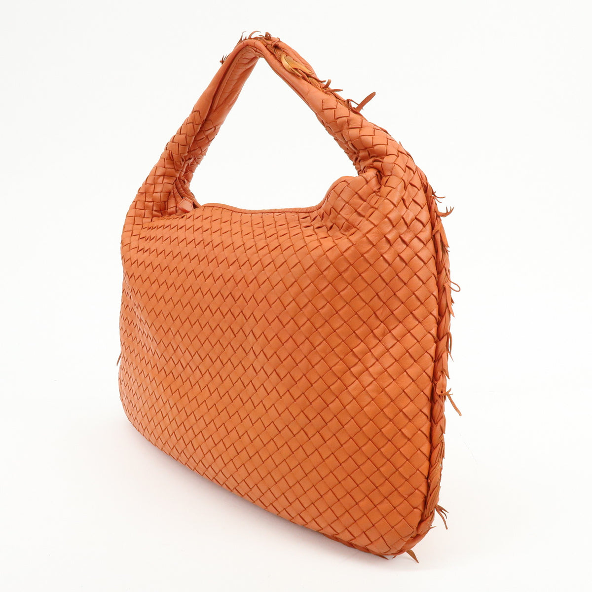 BOTTEGA VENETA Hobo Intrecciato Nappa Leather Shoulder Bag Orange V00AK