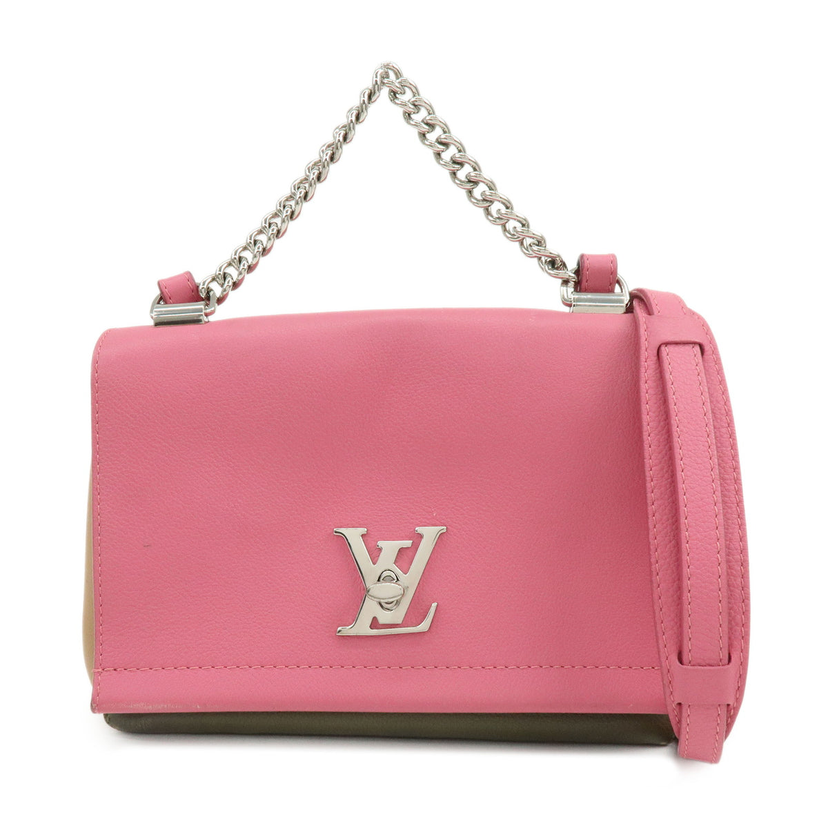 Louis Vuitton LOCKME 2 BB Leather 2 Way Hand Bag Rose Khaki M54103