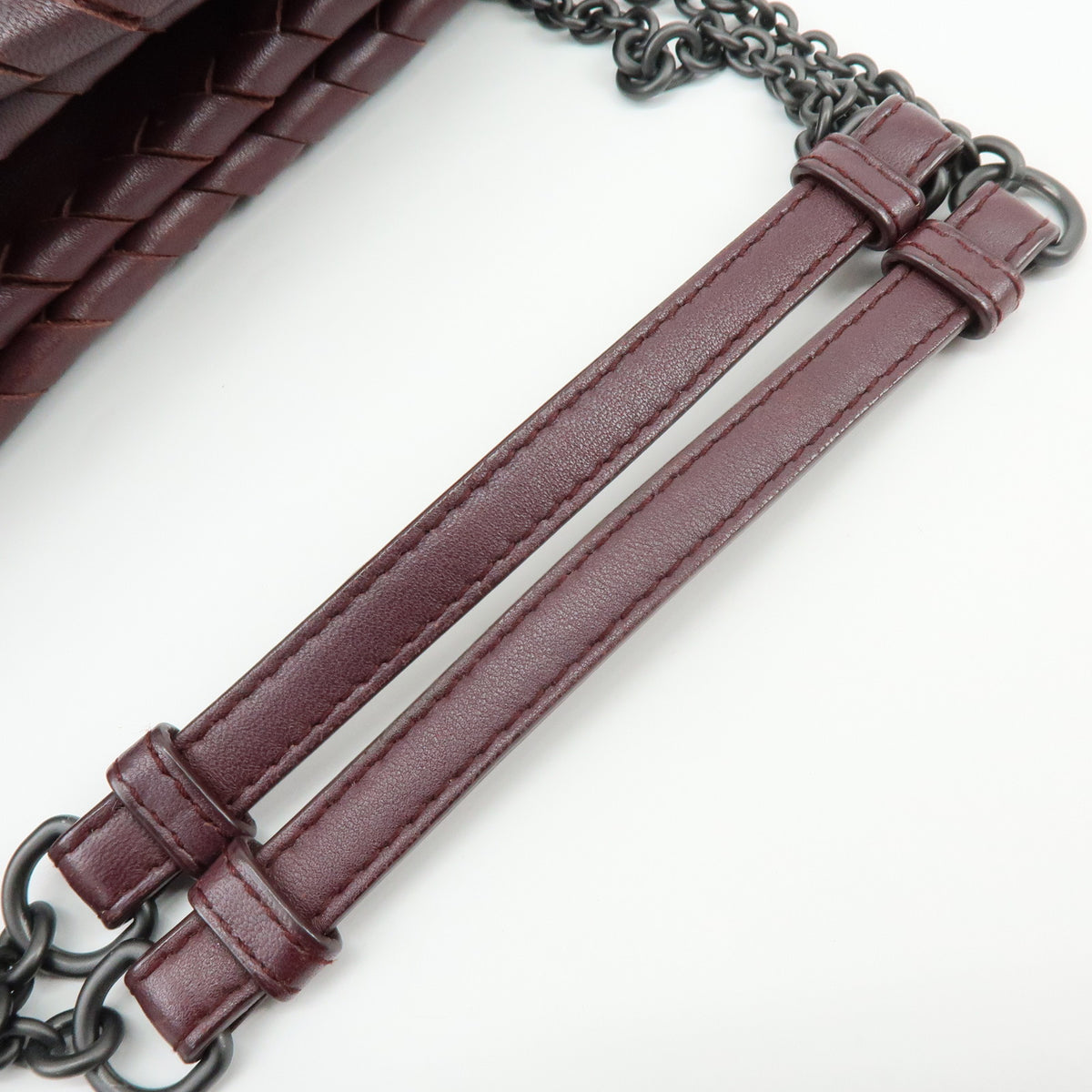 BOTTEGA VENETA intrecciato Leather Shoulder Bag Bordeaux Wine Red