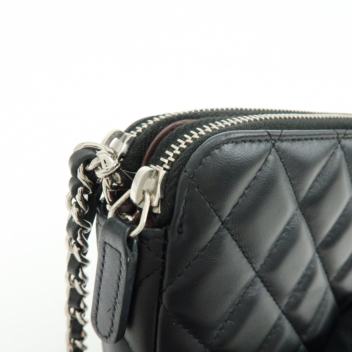 CHANEL COCO Mark Matelasse Lamb Skin Chain Shoulder Bag Black Silver