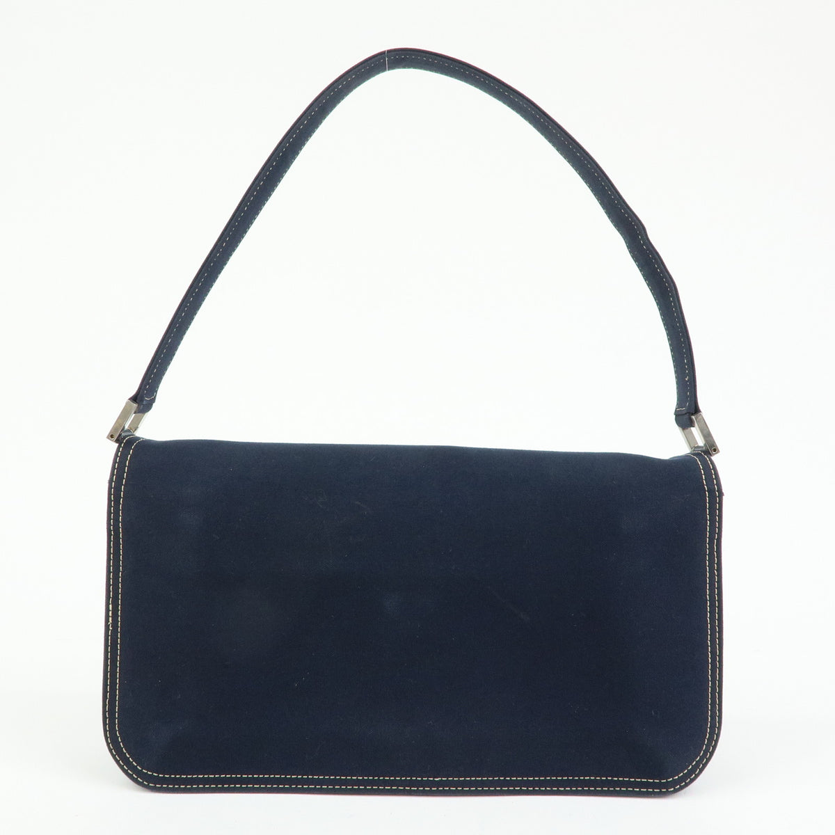 FENDI Mamma Baguette Canvas Shoulder Bag Hand Bag Navy 26424