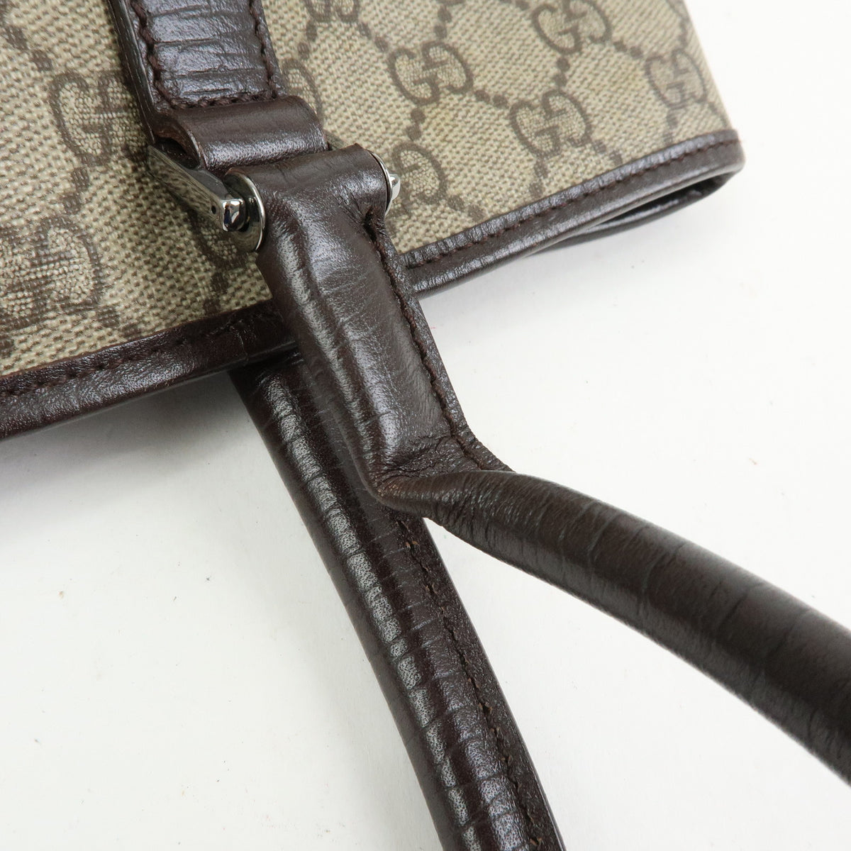 GUCCI GG Supreme Leather Tote Bag Shoulder Bag Beige Brown 114595