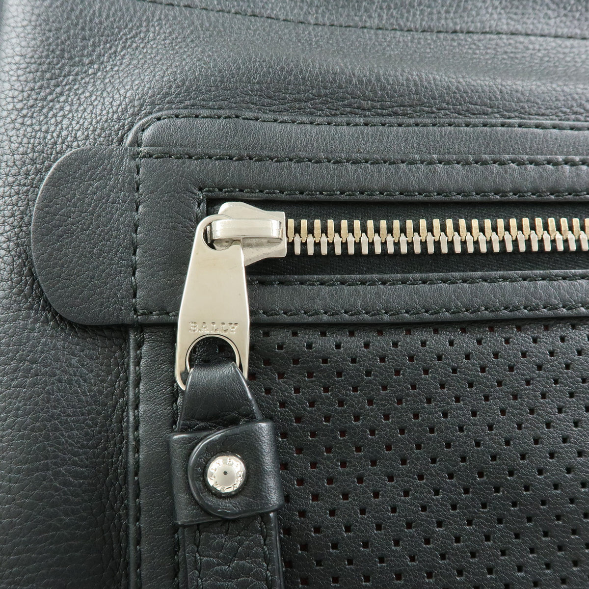 BALLY Perforated Leather Shoulder Bag Crossbody Bag Black Red