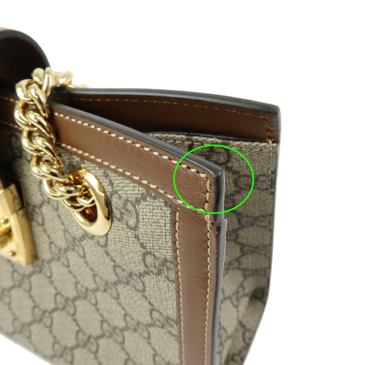 GUCCI Padlock GG Supreme Leather Chain Shoulder Bag Brown 498156