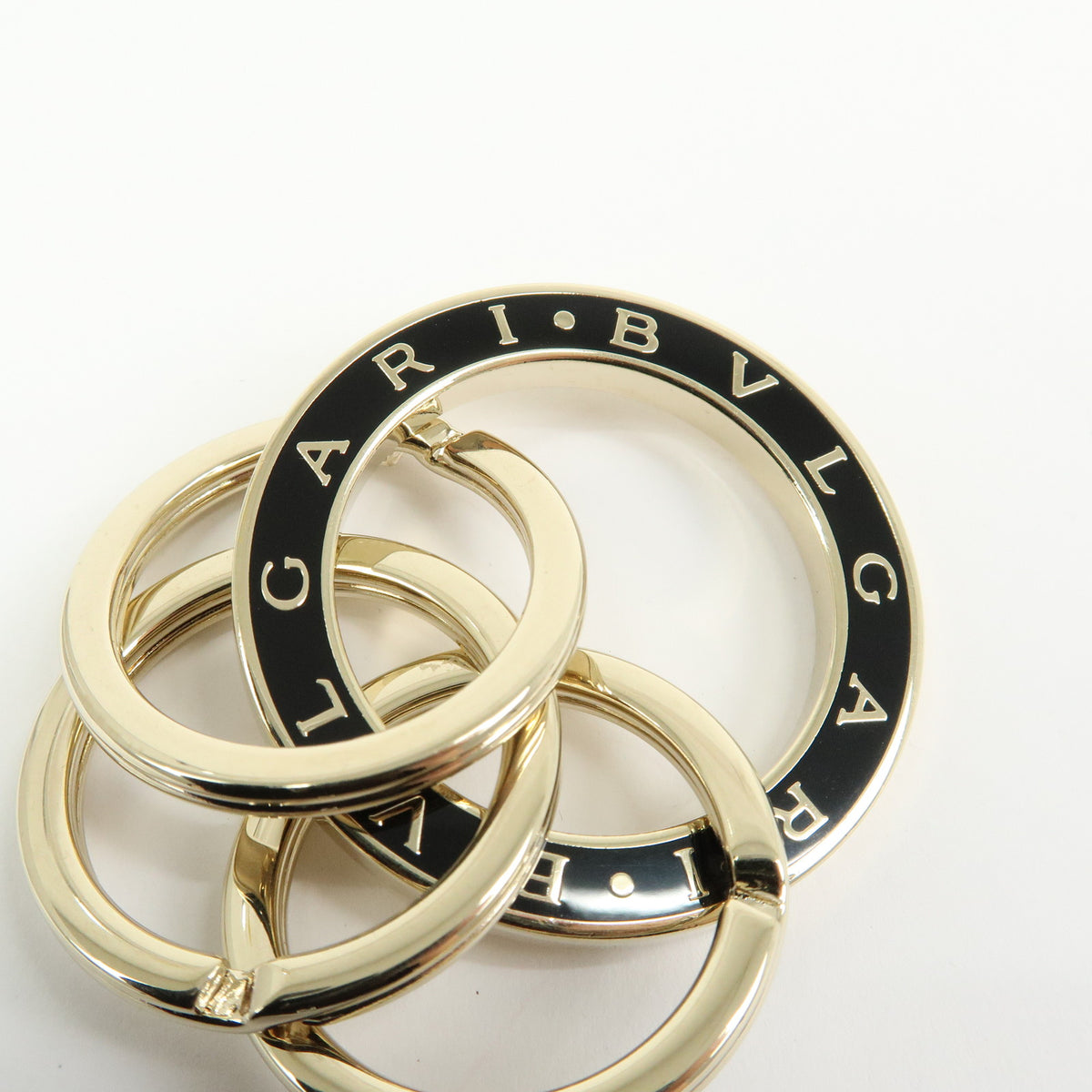BVLGARI BVLGARI Triple Metal Key Ring Bag Charm Gold Black