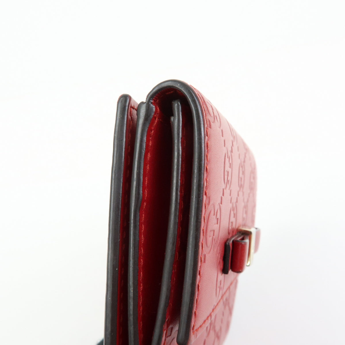 GUCCI Guccissima Leather Bi-fold Compact Wallet Red 406925