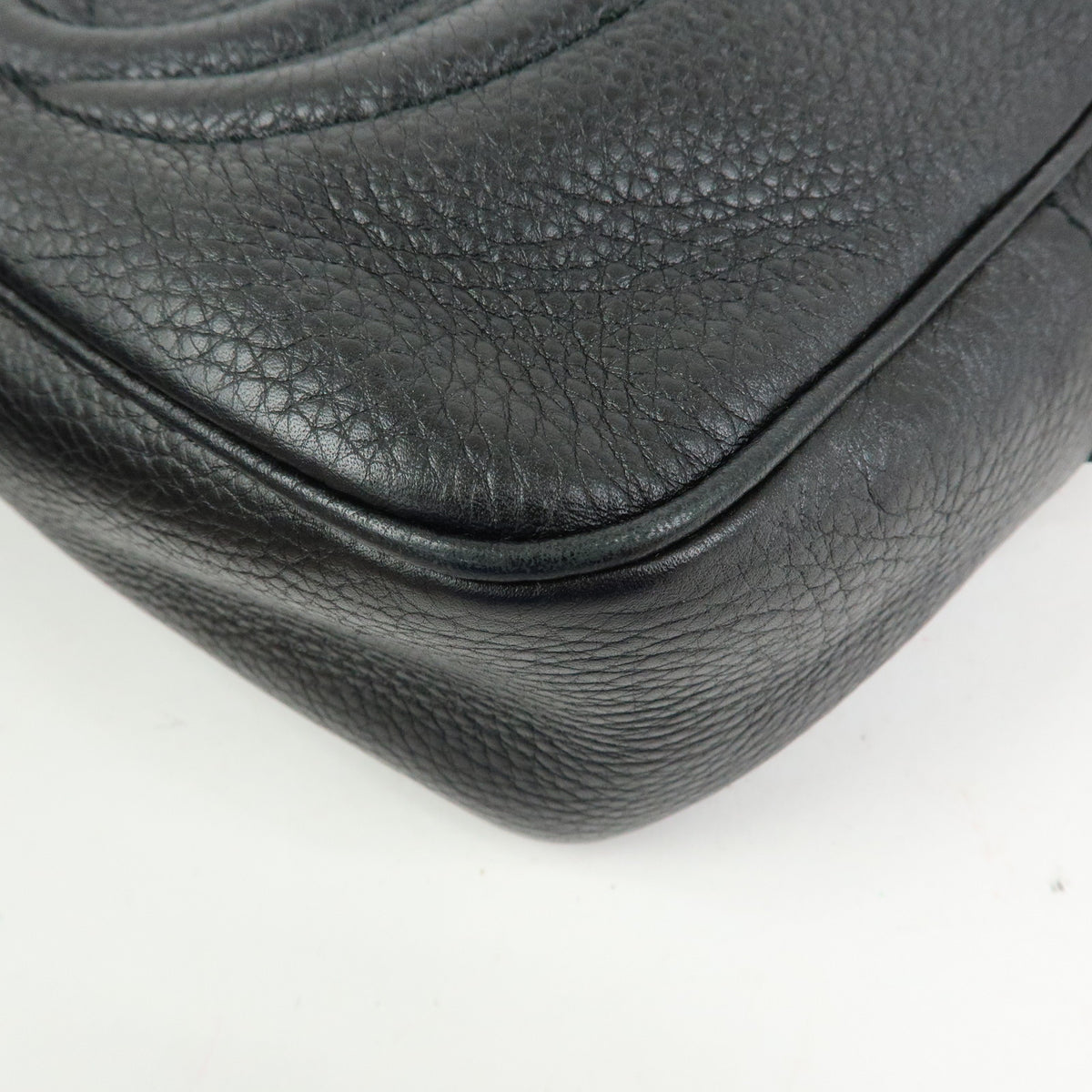 GUCCI Interlocking G SOHO Leather Shoulder Bag Fringe Black 308364