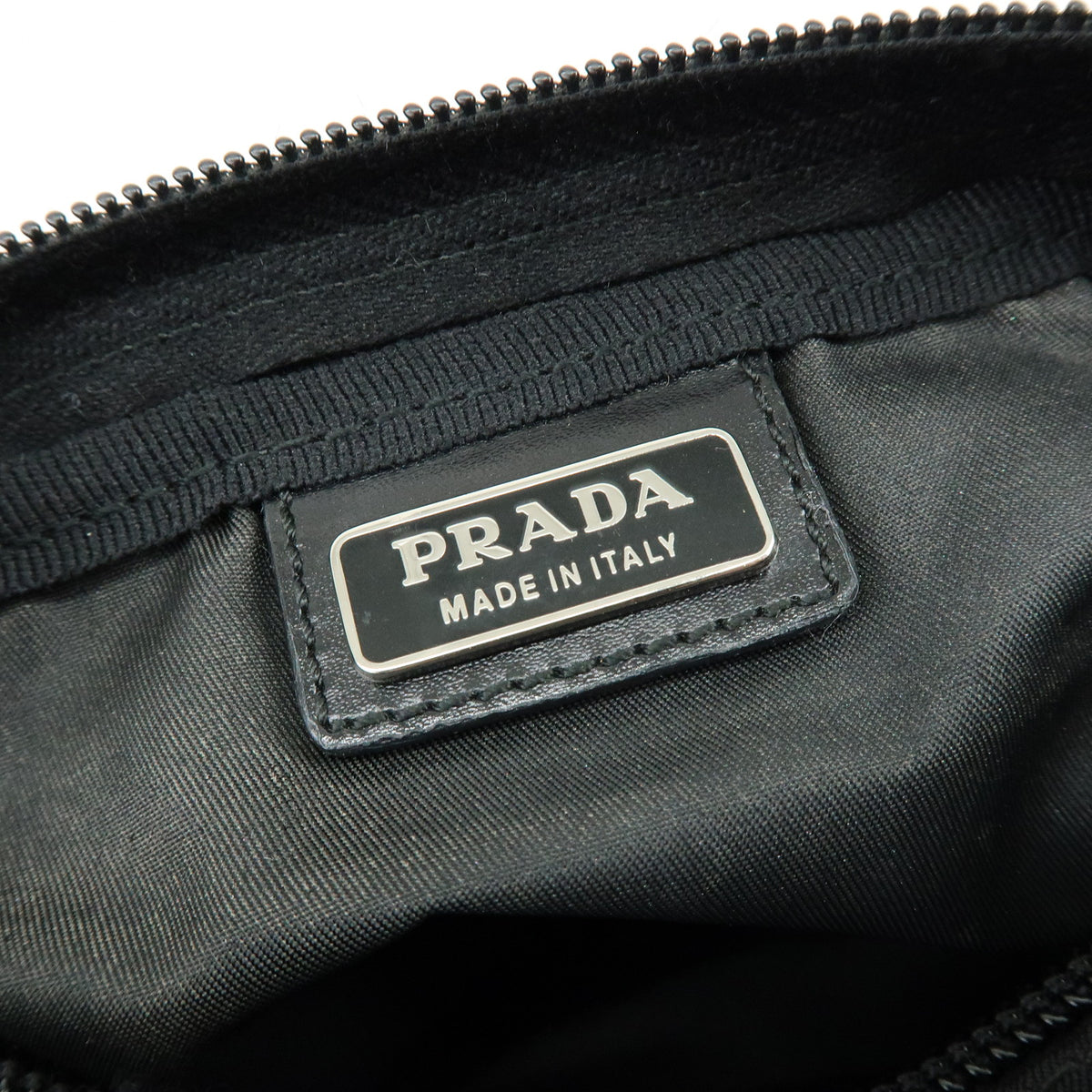 PRADA Triangle Logo Lot of 2 Nylon Pouch Cosmetic Case Black Khaki